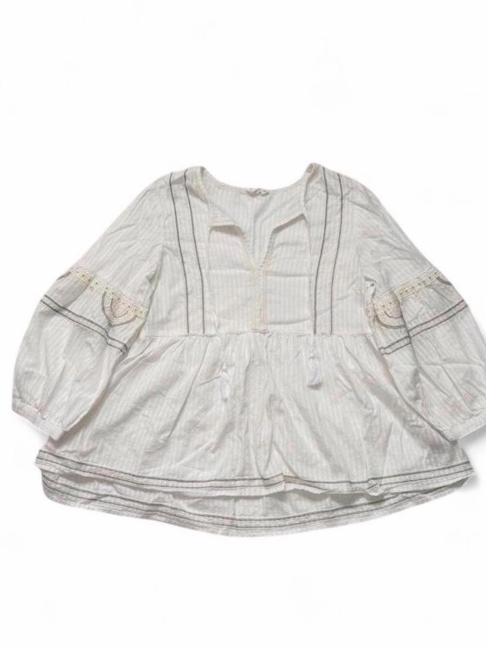 GAP White Peasant Blouse with Embroidered Detail